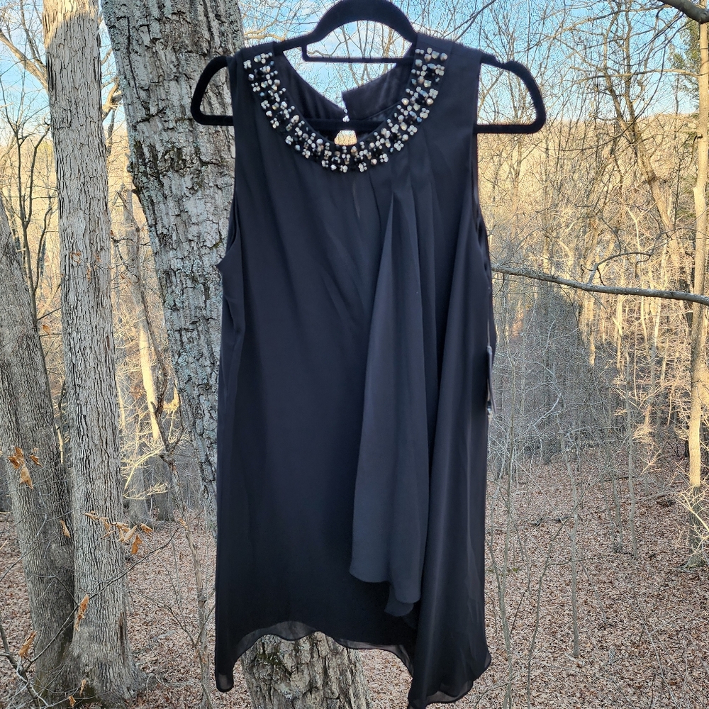 NWT Vince Camuto Chic Black Embellished Sleeveless Blouse